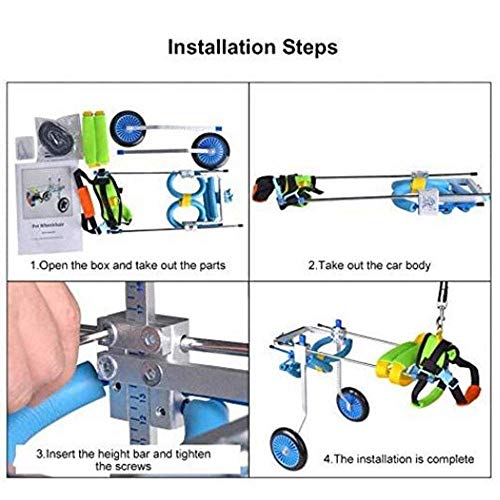 FXBFAG Carro de 4 tamaños para Perros discapacitados, con Asistencia para Caminar, para rehabilitación de Patas traseras de Perros discapacitados, de XXS a M, S, Silla de Ruedas Ajustable para perr