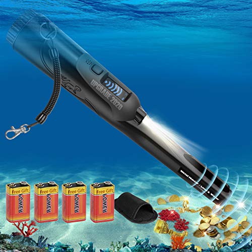 FYBFUP Portátil Detector de Metales Pinpointer Pantalla LCD IP68 Impermeable 12 Metros Submarino para Niños y Adultos Detectan Oro Plata - Negro