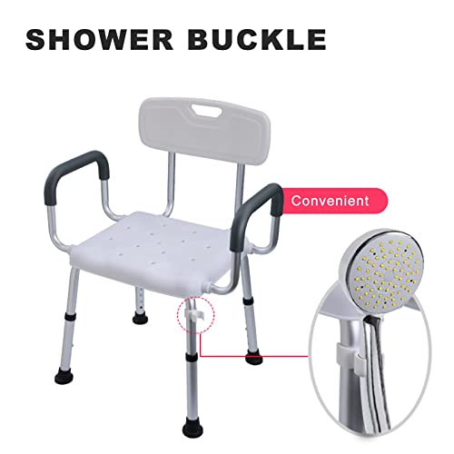 GAOWF Banco De Ducha, Silla De Baño/Ducha Altura Ajustable Fácil De Instalar Taburete De Ducha con Respaldo Y Apoyabrazos para Personas Mayores, Discapacitados, Discapacitados