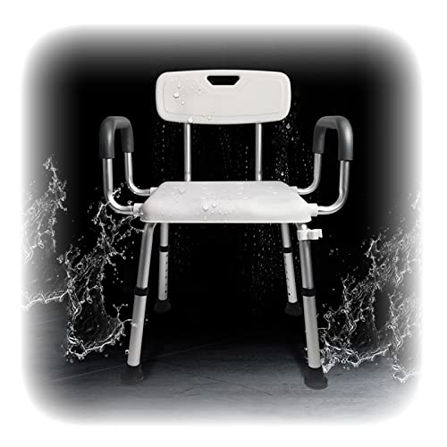 GAOWF Banco De Ducha, Silla De Baño/Ducha Altura Ajustable Fácil De Instalar Taburete De Ducha con Respaldo Y Apoyabrazos para Personas Mayores, Discapacitados, Discapacitados