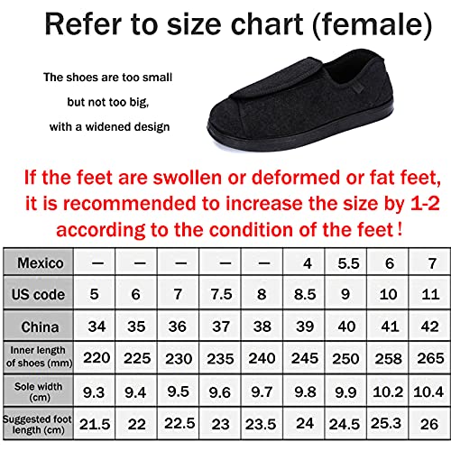 gaoxiao Calzado para Mujer para Pies Hinchados Zapatillas Zapatos Diabeticos Zapatillas de Andar al Aire Libre de Ancho Ancho Ajustables Zapatillas Ortopédicas(Size:37,Color:Negro)