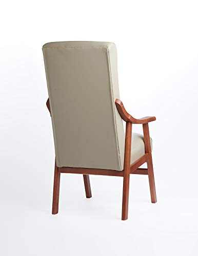 Gasten a gusto Silla con Brazos. Especial para geriátrico, Personas Mayores con la Espalda Recta. Tapizado en Polipiel Beige. (Medidas: 115 * 55 * 68 cm.) Polipiel Beige