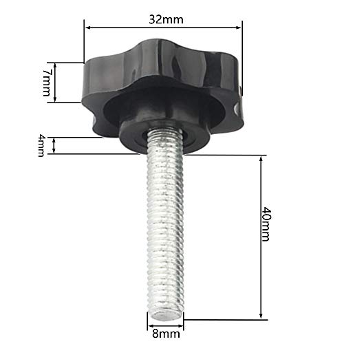 Gativs 8 Piezas Tornillo en la Perilla Tornillo de Mano Perilla de Mano Tornillo de Sujeción Perilla de Rosca Tornillo en Estrella Perilla de Sujeción Tornillo de Apriete Negro M8 x 40mm