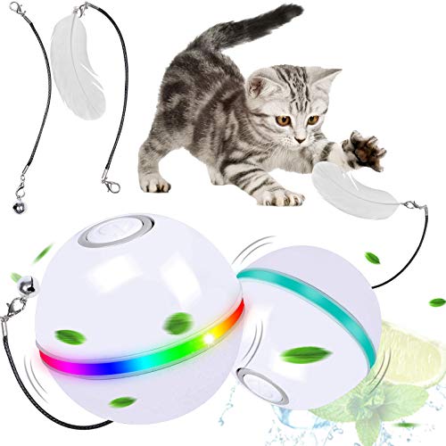 G.C Juguete Gato Interactivo, Pelotas de Juguete para Gatos, Bola de Gato, Juguetes Perros Pequeños, Bola Eléctrica de 360 Grados Juguete con luz LED para Animal Doméstico Gatos y Perros