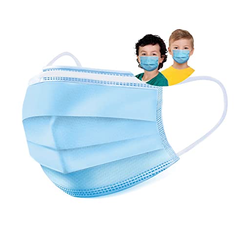 GDA Mascarillas Quirurgicas Para Niños Homologadas CE 100% Hechas en Italia Tres Capas Tipo II EFB ≥ 99% Sin Látex Color Azul Claro 50 Unidades