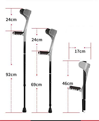 GDEVNSL Muletas Plegables de antebrazo con Codo para Adultos, muleta de Brazo Plegable con Altura Ajustable, aleación de Aluminio portátil, 2 Piezas