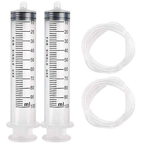 Gebildet 100ml Jeringa Dosificadora con Manguera de PVC de 1.3m, Jeringa de Alimentación, Ideal Para Laboratorios Científicos, Medición, Riego, Relleno, Filtración, Múltiples Usos