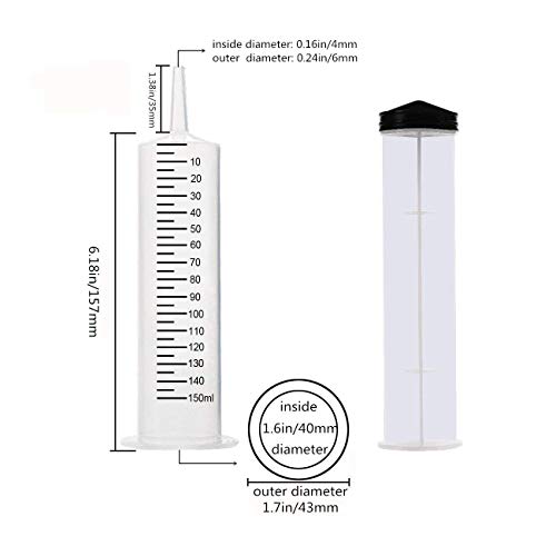 Gebildet 2pcs 150ml Grande Jeringa de Plástico Jeringa Dosificadora con 1.5m Manguera y Adaptador de Punta para Laboratorios Científicos,Medición,Mejora Doméstica