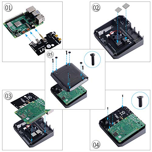 GeeekPi - Carcasa para Argon One Raspberry Pi 4, de aluminio, con ventilador, disipador de calor, botón de encendido, compatible con juegos retro, películas y música