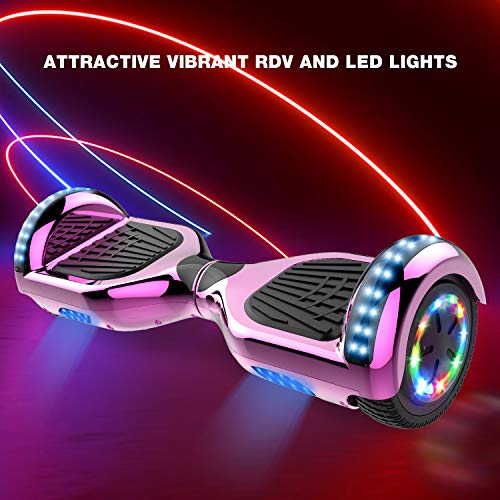 GeekMe Hoverboards Scooter eléctrico de 6.5" Dual Motors 2 Ruedas de Equilibrio automático Scooter Board con Luces LED Bluetooth Modelo