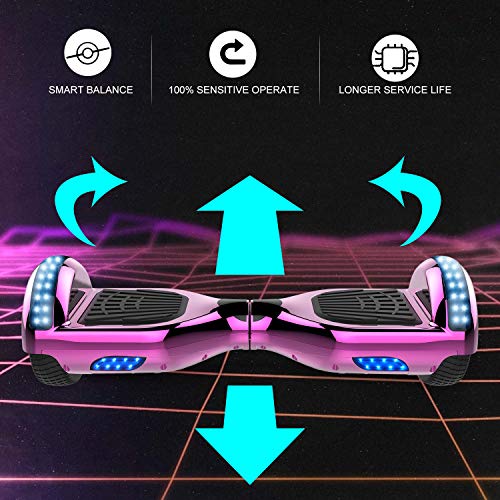 GeekMe Hoverboards Scooter eléctrico de 6.5" Dual Motors 2 Ruedas de Equilibrio automático Scooter Board con Luces LED Bluetooth Modelo