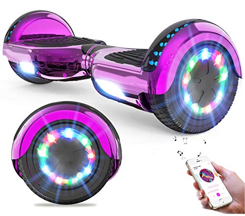 GeekMe Hoverboards Scooter eléctrico de 6.5" Dual Motors 2 Ruedas de Equilibrio automático Scooter Board con Luces LED Bluetooth Modelo