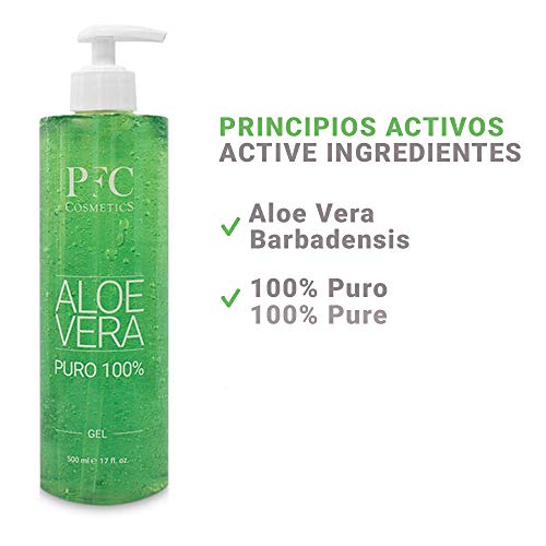 Gel de Aloe Vera Puro 100%, Hidratante natural para piel sensible (500ml) Hecho en España - PFC Cosmetics