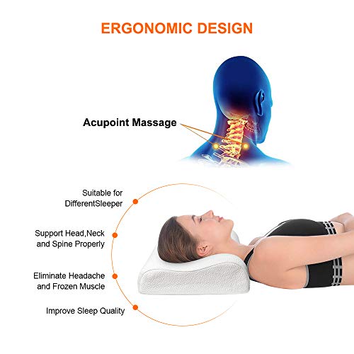 Geweo Almohada Viscoelastica, Almohada Cervical con Altura Ajustable, Almohada Ortopedica Diseño Ergonómico Terapéutico Reduce Dolores Cervicales, Funda de Bambú Extraíble y Lavable(60 * 35cm)