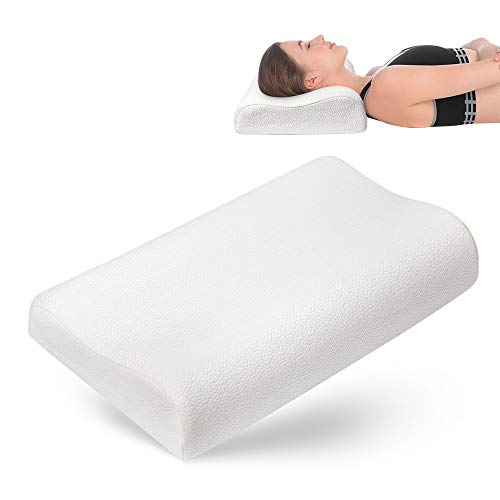 Geweo Almohada Viscoelastica, Almohada Cervical con Altura Ajustable, Almohada Ortopedica Diseño Ergonómico Terapéutico Reduce Dolores Cervicales, Funda de Bambú Extraíble y Lavable(60 * 35cm)