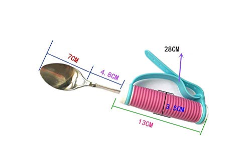 GHzzY Cuchara Adaptable para temblor de Manos - Cuchara Curva giratoria giratoria de 360 ° con asa Antideslizante y Correa de Mano para Pacientes de Edad Avanzada y con Parkinson