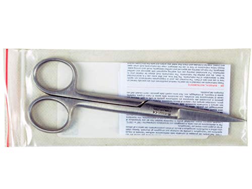 GIMA ref 26744 Tijeras quirúrgicas rectas en acero inoxidable punta recta aguda para enfermería y uso medical, accesorio del botiquín de primeros auxilios utilizable en hogar médico, 14.5cm