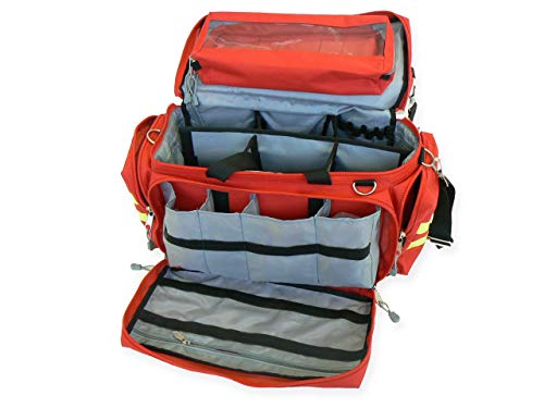 GIMA ref 27151 Bolsa"Smart" para emergencias sanitarias, poliéster, 55 x 35 x 32cm, talla mediana, roja, maleta primeros auxilios con compartimientos internos y externos, resistente al agua