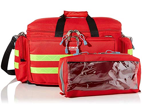 GIMA ref 27151 Bolsa"Smart" para emergencias sanitarias, poliéster, 55 x 35 x 32cm, talla mediana, roja, maleta primeros auxilios con compartimientos internos y externos, resistente al agua