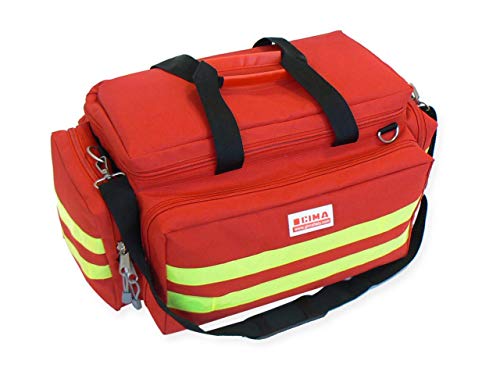 GIMA ref 27151 Bolsa"Smart" para emergencias sanitarias, poliéster, 55 x 35 x 32cm, talla mediana, roja, maleta primeros auxilios con compartimientos internos y externos, resistente al agua