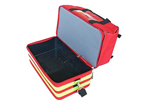 GIMA ref 27161 Bolsa"Life 2" para emergencias sanitarias con 5 bolsas de colores, poliéster, 49 x 28 x 33cm, roja, maleta de primeros auxilios con compartimientos internos y externos