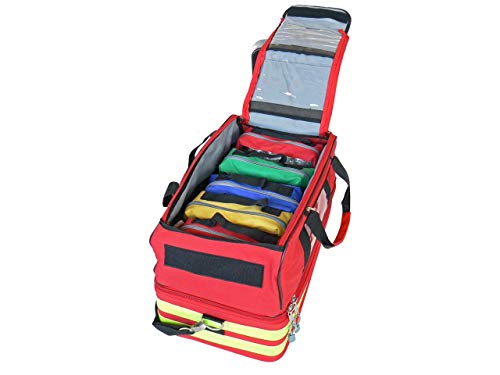 GIMA ref 27161 Bolsa"Life 2" para emergencias sanitarias con 5 bolsas de colores, poliéster, 49 x 28 x 33cm, roja, maleta de primeros auxilios con compartimientos internos y externos