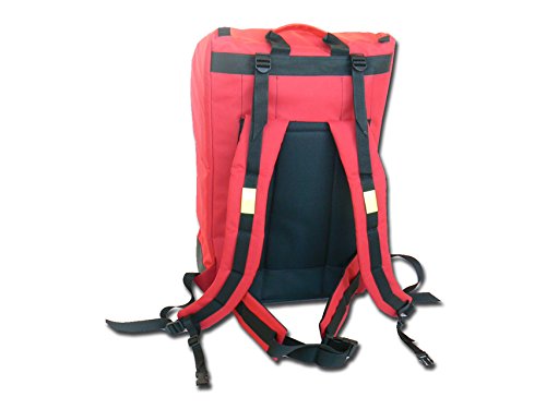 GIMA ref 27174 Mochila de ambulancia para emergencias sanitarias, poliéster, 40 x 30 x h 57 cm, roja, maleta de primeros auxilios, transportable, con compartimientos internos y externos