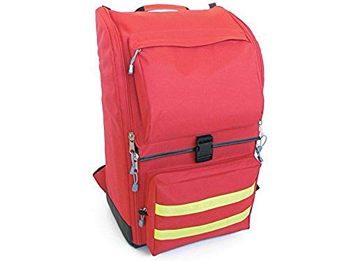 GIMA ref 27174 Mochila de ambulancia para emergencias sanitarias, poliéster, 40 x 30 x h 57 cm, roja, maleta de primeros auxilios, transportable, con compartimientos internos y externos