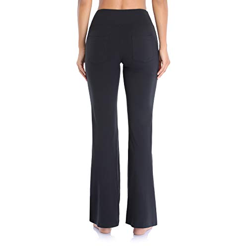 GIMDUMASA Pantalón de Yoga Mujer Pierna Ancha Salón Bootcut Leggings Alta Cintura Pantalones De Entrenamiento con Bolsillos para Pilates Fitness Yoga GI604(Negro,m)