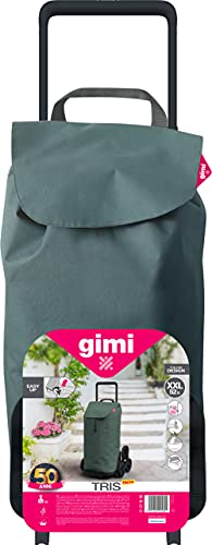 Gimi Tris Urban - Carro de la compra con 6 ruedas, bolsa impermeable 100% poliéster, capacidad 52L, 44,1 x 50,7 x 95,6 cm, color verde