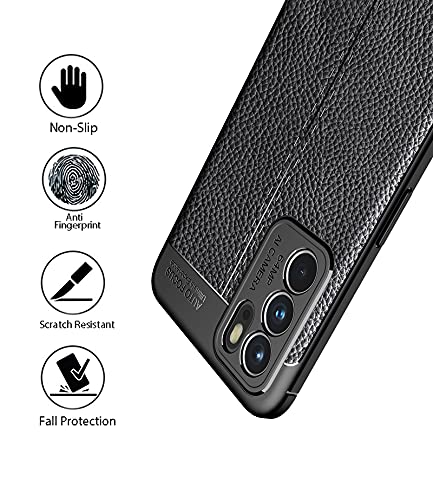 GIOPUEY Funda para OPPO Reno 6 5G, TPU Delgada Disipacion de Calor Telefono Movil Cover, Material Suave Sensación Cómoda Huella Digital Anti Case - Negro