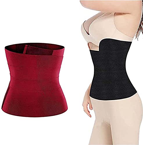 GLEYDY Faja Reductora Cinturilla para Mujer, Fitness Cintura Entrenador De Sudoración, Ajustable Adelgazante Waist Trainer Ayuda a La Corrección Postural y Abdominal Faja Postparto,Rojo