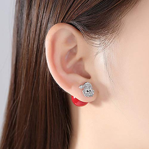 GLGSHOULIAN Pendientes De Navidad,Pendientes De Navidad para Las Mujeres Lindo Rojo Elk Snowflake Santa Claus Rhinestone Stud Pendientes Elegante Chica Festival Regalo De Año Nuevo, Santa & Muletas