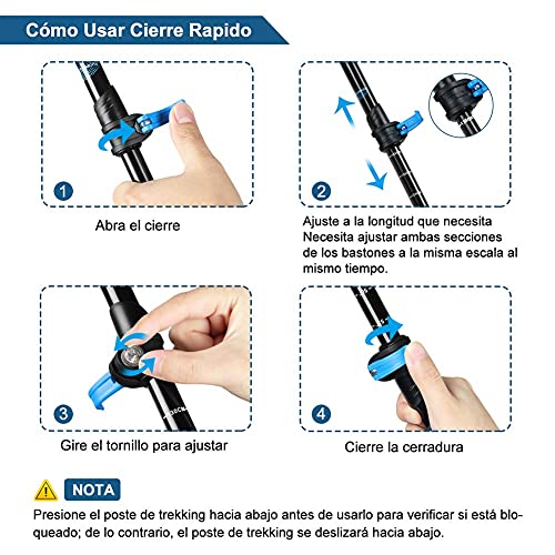 Glymnis Bastones de Senderismo Telescópicos Bastones Trekking Plegables 2pcs Ajustable 65cm~135cm de Aleación de Aluminio 7075 y Mango de Corcho para Senderismo Alpinismo Trail Viaje