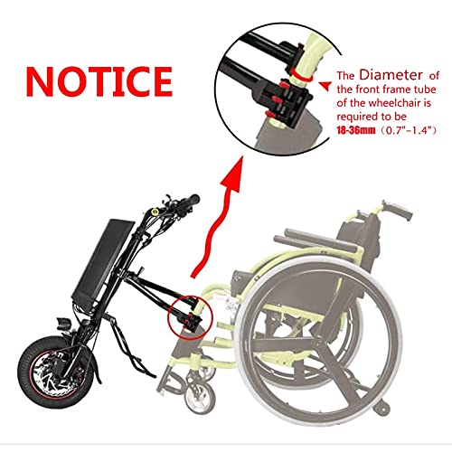 GMtes 350W Handbike Eléctrico para Silla de Ruedas, Motores para Silla de Ruedas, Convertir Silla de Ruedas Manual en electrónica con la luz Delantera,Batería de 36V/11.6AH