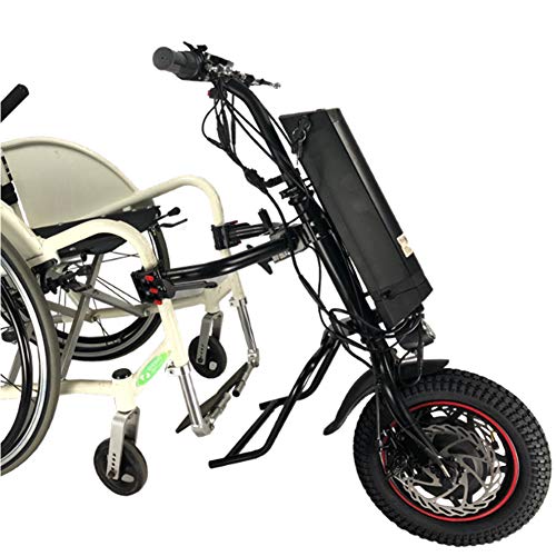 GMtes Silla de Ruedas eléctrica Adjunto handcycle Silla de Ruedas, Terapia de rehabilitación eléctrica Kit de conversión de Silla de Ruedas con la luz Delantera,8Ah