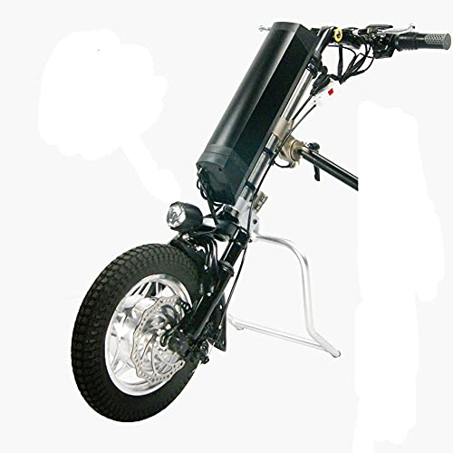 GMtes Triciclo eléctrico Adjunto Silla de Ruedas Kit de conversión de Bricolaje Handbike, Silla de Ruedas eléctrica Rehabilitación Terapia con luz LED Frontal,10.4Ah