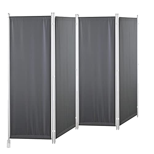 GOJOOASIS Biombo 170 x 220 cm Separador de 4 Paneles, Decoración Elegante, Separador de Ambientes Plegable, Divisor de Habitaciones (gris)