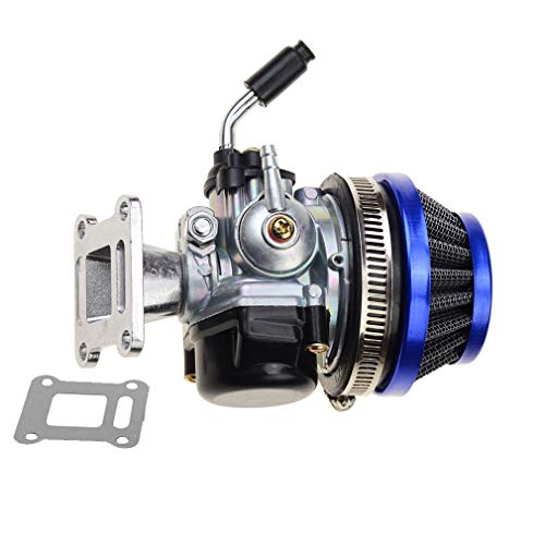 GOOFIT 2 Tiempos 58mm Filtro Carburador Moto reemplazo para 47cc 49cc Mini Pocket Bike Quad Scooter Desbrozadora ATV Azul