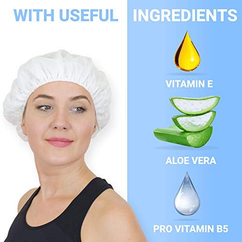 Gorro champú sin agua (x5 uds) - Gorro para lavar el pelo en seco sin enjuague - Gorros lavacabezas ideal para personas mayores o en cama - Contiene Aloe Vera, Vitamina E y Provitamina B5