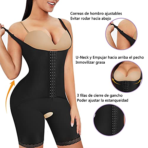 Gotoly Bodies Moldeadores para Mujer Faja Reductora Body Reductor Lencería Moldeadora Corsé Doble Control de Barriga Levanta Glúteos Entrenador de Cintura Abierto Shapewear (Negro, M)