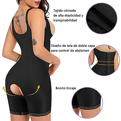 Gotoly Bodies Moldeadores para Mujer Faja Reductora Body Reductor Lencería Moldeadora Corsé Doble Control de Barriga Levanta Glúteos Entrenador de Cintura Abierto Shapewear (Negro, XL)