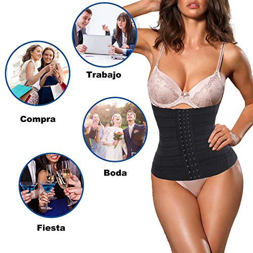 Gotoly Corsé para Mujer Faja Reductora Entrenador de Cintura Faja Moldeadora para Control de Abdomen Faja de Cintura Waist Trainer (Negro, 3X-Large)