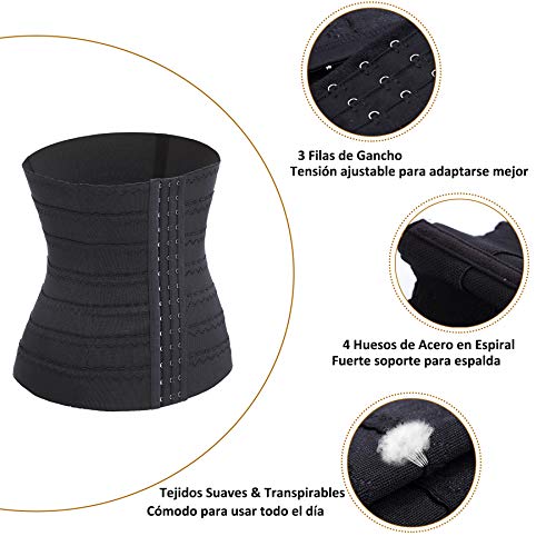 Gotoly Corsé para Mujer Faja Reductora Entrenador de Cintura Faja Moldeadora para Control de Abdomen Faja de Cintura Waist Trainer (Negro, 3X-Large)