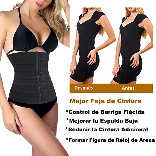 Gotoly Corsé para Mujer Faja Reductora Entrenador de Cintura Faja Moldeadora para Control de Abdomen Faja de Cintura Waist Trainer (Negro, 3X-Large)