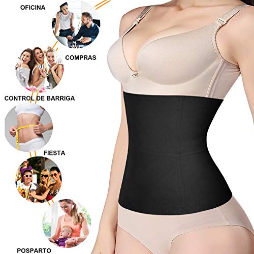 Gotoly Entrenador de Cintura para Mujer Fajas Reductoras Faja Moldeadora para Control de Abdomen Cinturón sin Costuras para Recuperación Posparto Waist Trainer (Negro, Large)