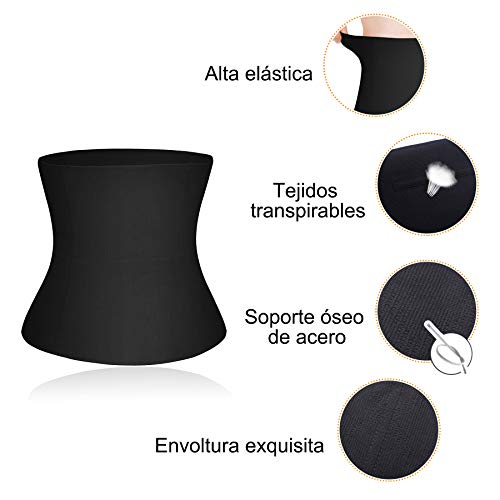 Gotoly Entrenador de Cintura para Mujer Fajas Reductoras Faja Moldeadora para Control de Abdomen Cinturón sin Costuras para Recuperación Posparto Waist Trainer (Negro, Large)