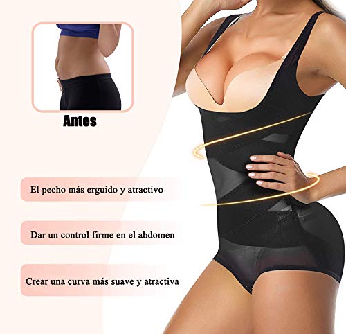 Gotoly Mujer Bodies Moldeadores Faja Reductora Lencería Moldeadora Corsé Underbust Shapewear Control de Abdomen Ropa Interior (Negro, Medium)