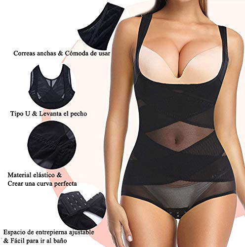 Gotoly Mujer Bodies Moldeadores Faja Reductora Lencería Moldeadora Corsé Underbust Shapewear Control de Abdomen Ropa Interior (Negro, Medium)