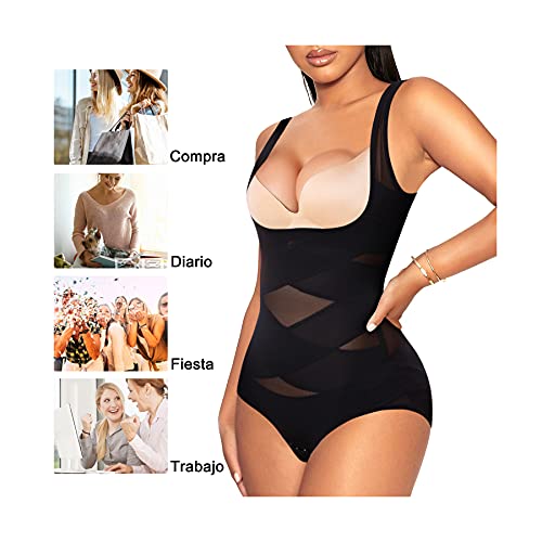 Gotoly Mujer Bodies Moldeadores Faja Reductora Lencería Moldeadora Corsé Underbust Shapewear Control de Abdomen Ropa Interior (Negro, Medium)